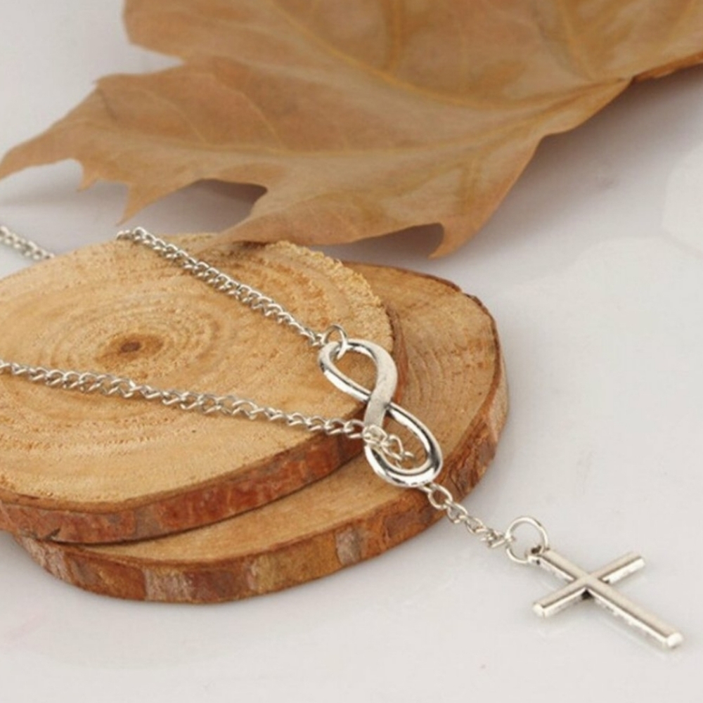 Silver Infinity Cross Necklace - Picture 4 of 9